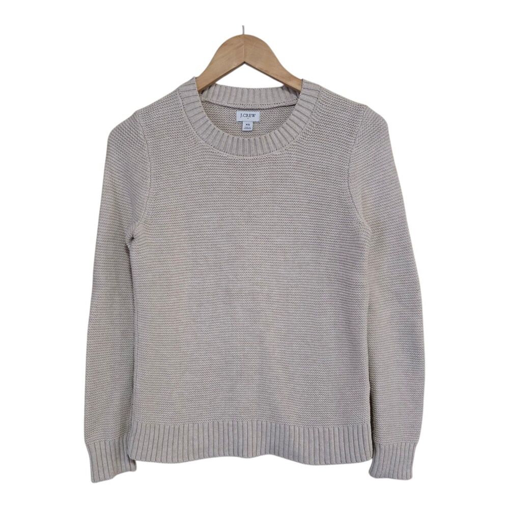 J.Crew Women’s XS Beige Tight-Knit Long Sleeve Fall Crewneck Sweater 5% Wool